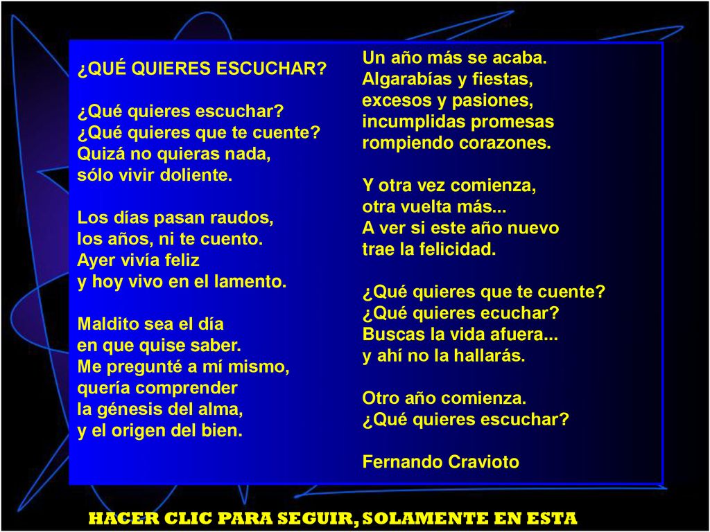 Un año más se acaba. Algarabías y fiestas, excesos y pasiones, incumplidas promesas. rompiendo corazones.