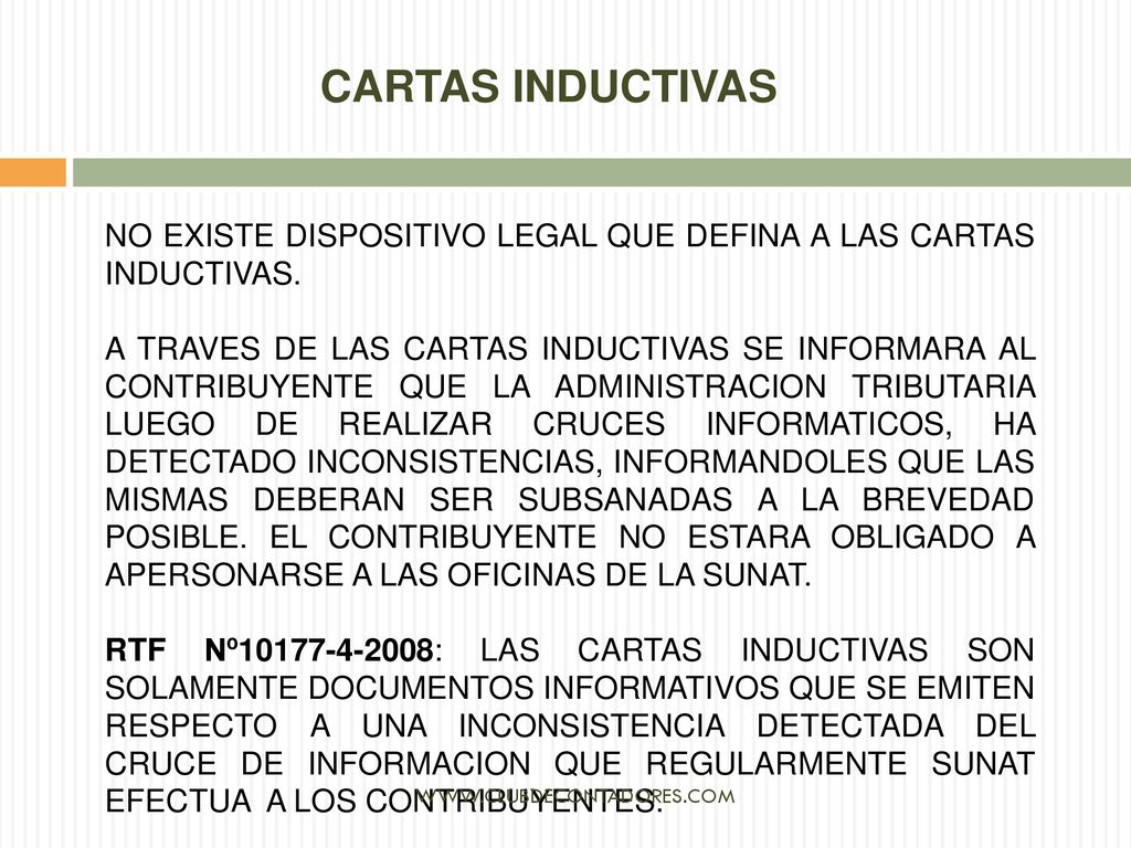 CARTAS INDUCTIVAS. NO EXISTE DISPOSITIVO LEGAL QUE DEFINA A LAS CARTAS INDUCTIVAS.