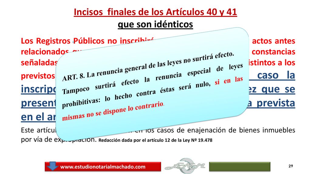 Incisos finales de los Artículos 40 y 41 que son idénticos