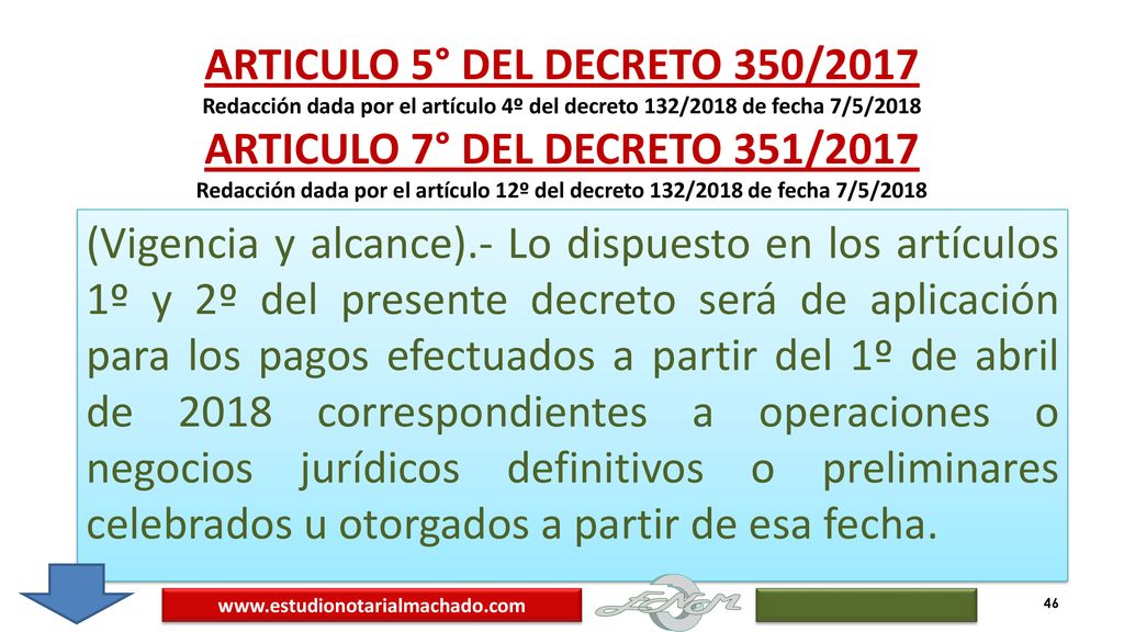 ARTICULO 5° DEL DECRETO 350/2017 Redacción dada por el artículo 4º del decreto 132/2018 de fecha 7/5/2018 ARTICULO 7° DEL DECRETO 351/2017 Redacción dada por el artículo 12º del decreto 132/2018 de fecha 7/5/2018