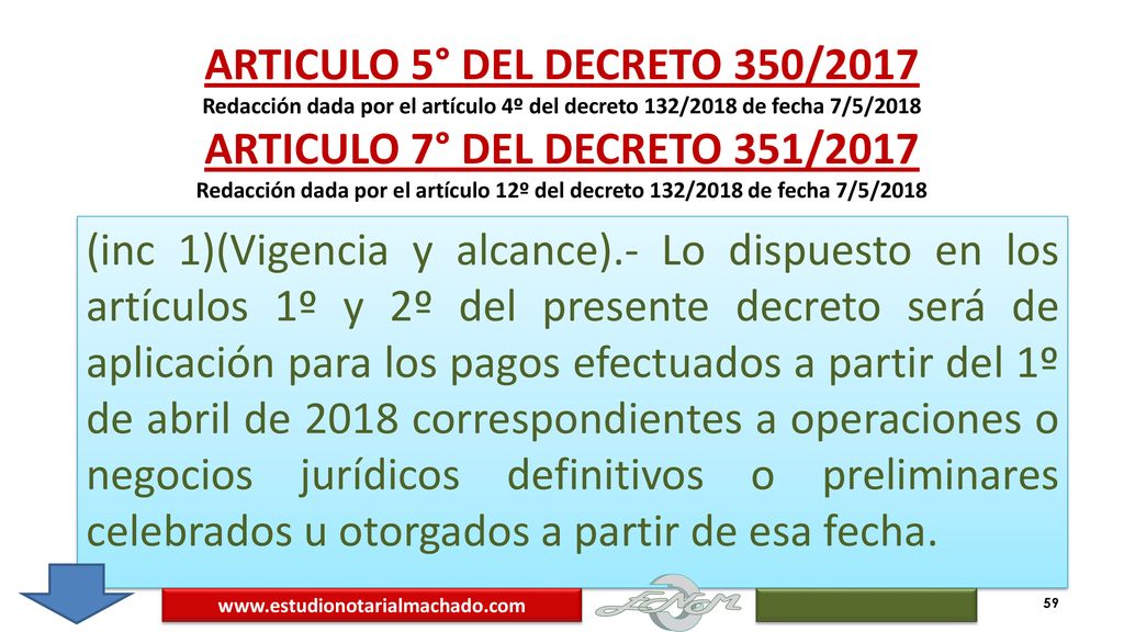 ARTICULO 5° DEL DECRETO 350/2017 Redacción dada por el artículo 4º del decreto 132/2018 de fecha 7/5/2018 ARTICULO 7° DEL DECRETO 351/2017 Redacción dada por el artículo 12º del decreto 132/2018 de fecha 7/5/2018