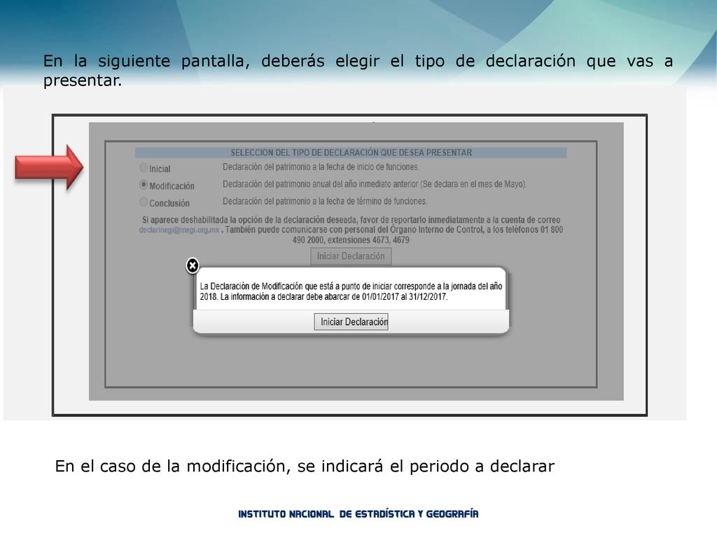 En la siguiente pantalla, deberás elegir el tipo de declaración que vas a presentar.