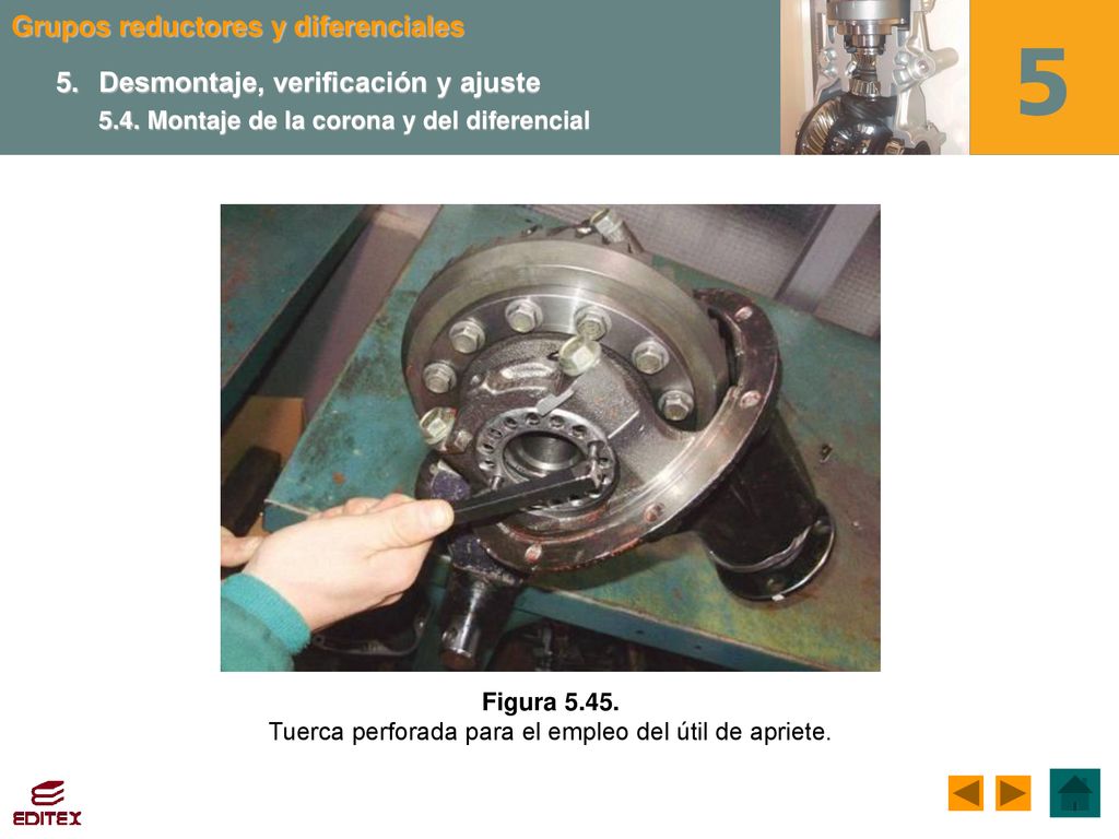 Tuerca perforada para el empleo del útil de apriete.