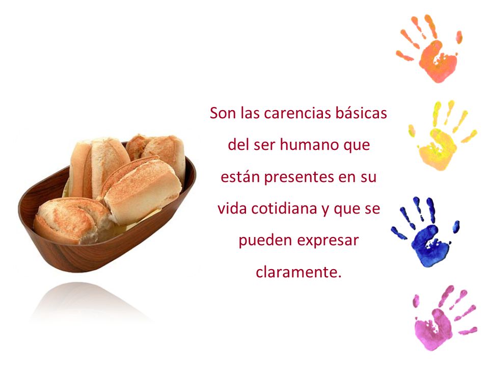 Son las carencias básicas del ser humano que están presentes en su vida cotidiana y que se pueden expresar claramente.