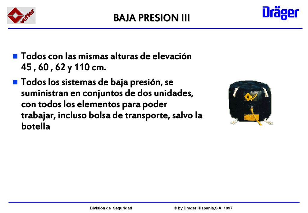 BAJA PRESION III Todos con las mismas alturas de elevación 45 , 60 , 62 y 110 cm.
