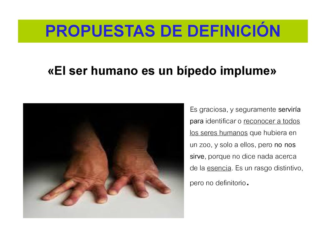 PROPUESTAS DE DEFINICIÓN «El ser humano es un bípedo implume»