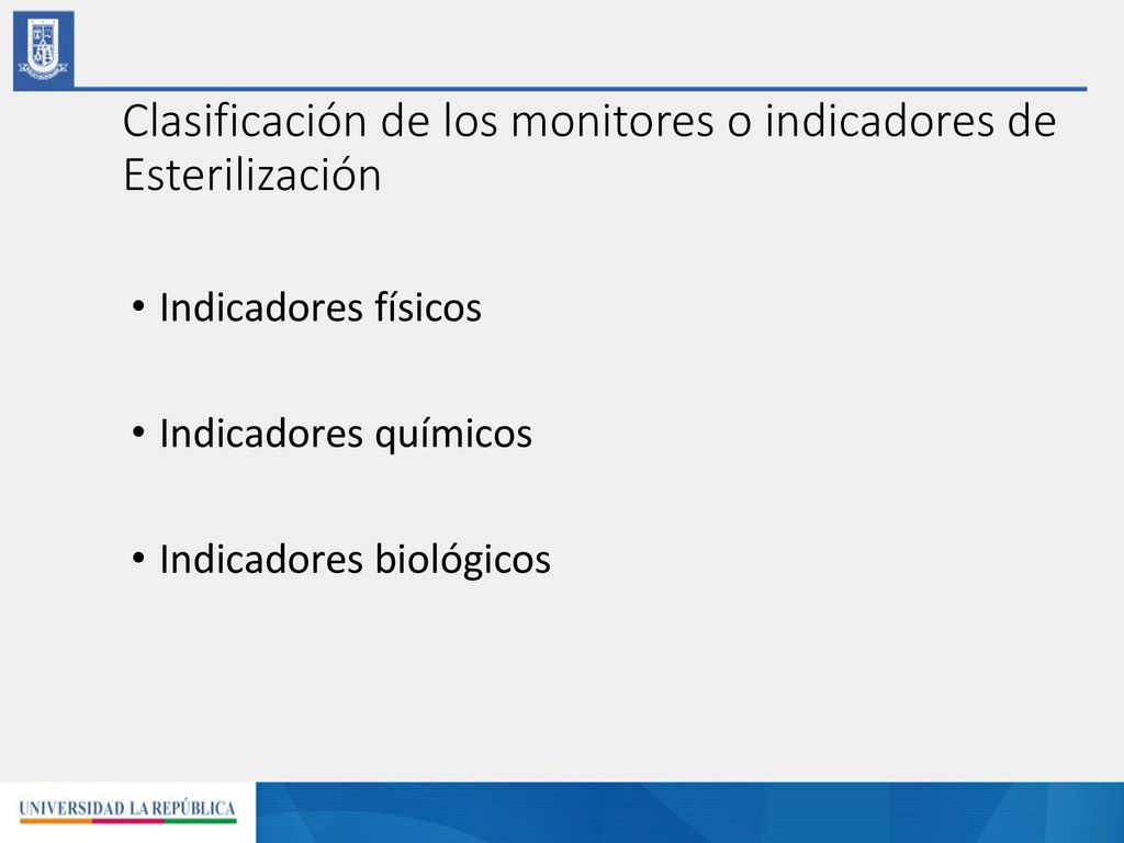 Clasificación de los monitores o indicadores de Esterilización