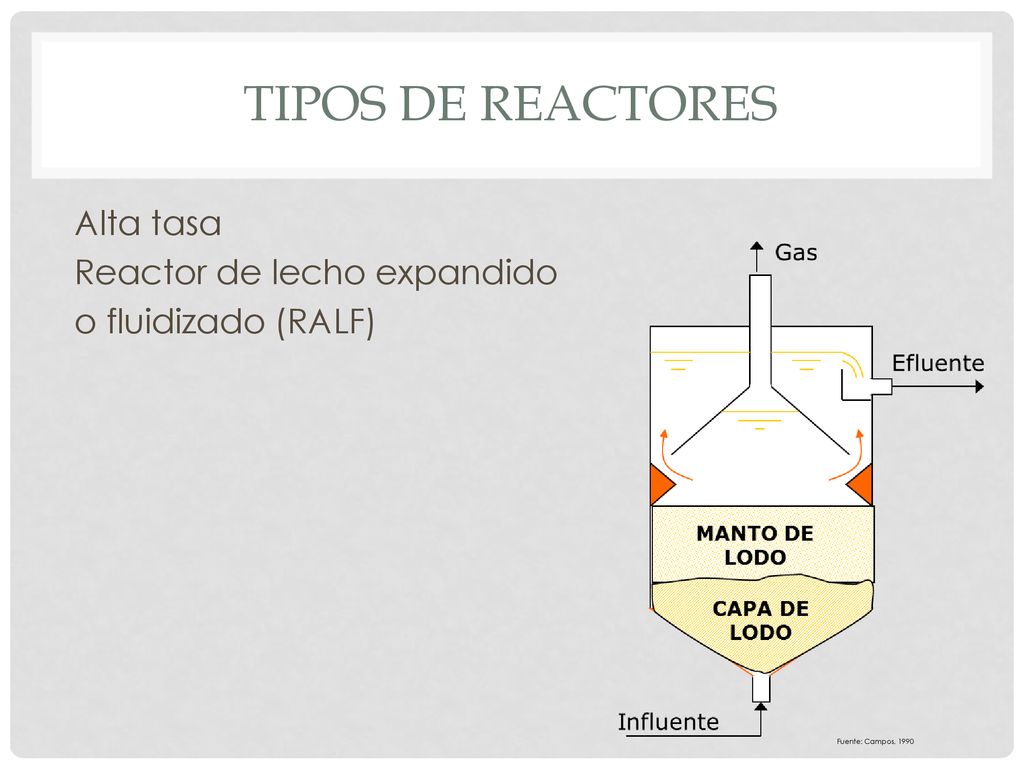 Tipos de reactores Alta tasa Reactor de lecho expandido