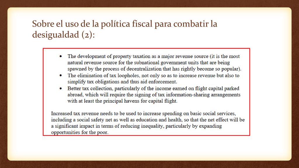 Sobre el uso de la política fiscal para combatir la desigualdad (2):