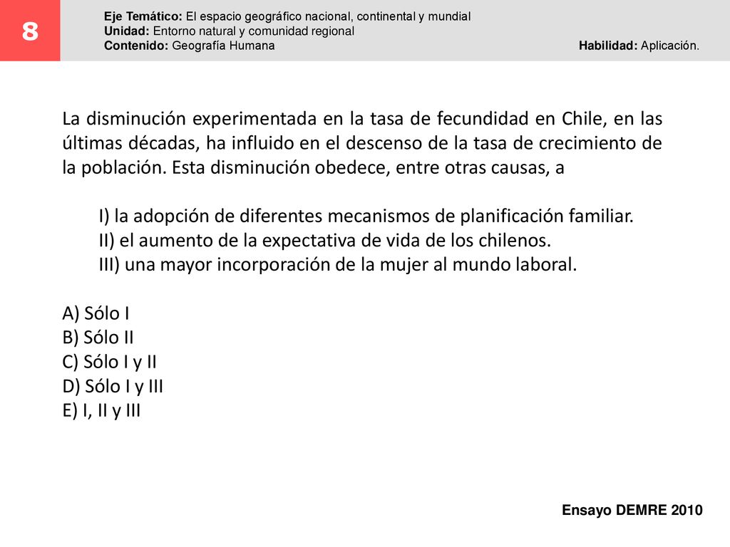 8 Eje Temático: El espacio geográfico nacional, continental y mundial. Unidad: Entorno natural y comunidad regional.