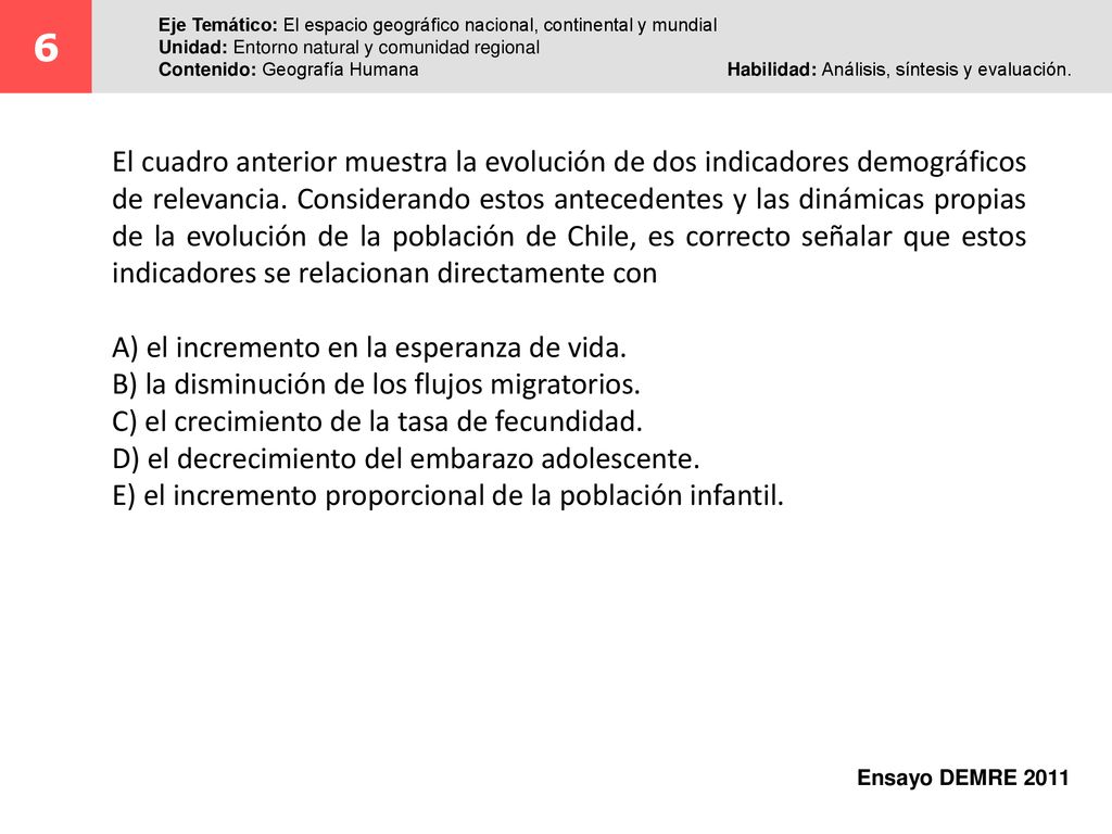 6 Eje Temático: El espacio geográfico nacional, continental y mundial. Unidad: Entorno natural y comunidad regional.