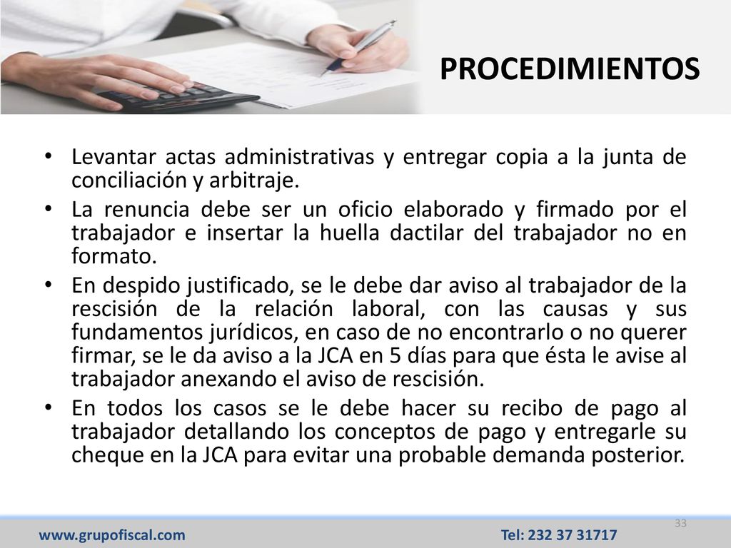 PROCEDIMIENTOS Levantar actas administrativas y entregar copia a la junta de conciliación y arbitraje.