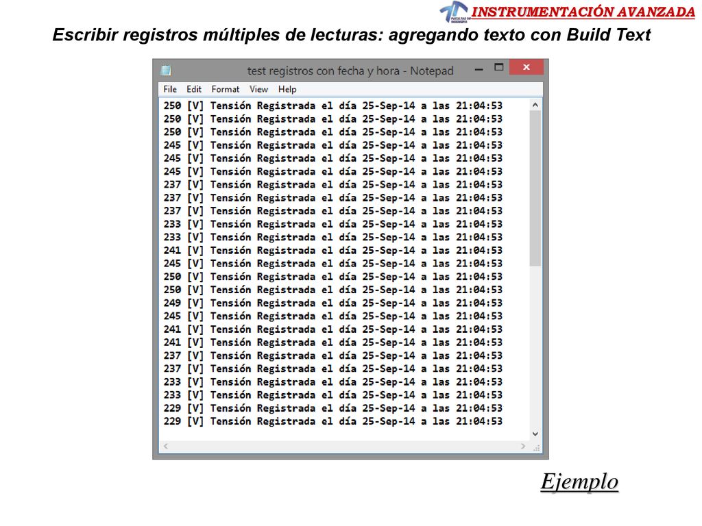 Escribir registros múltiples de lecturas: agregando texto con Build Text