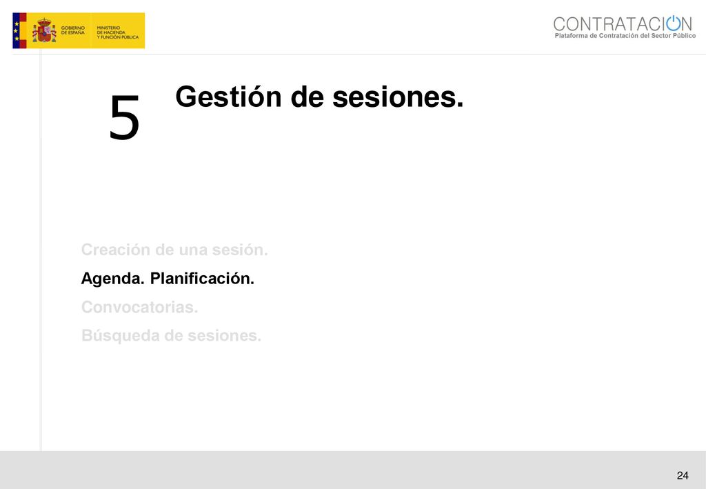 5 Gestión de sesiones. Creación de una sesión. Agenda. Planificación.