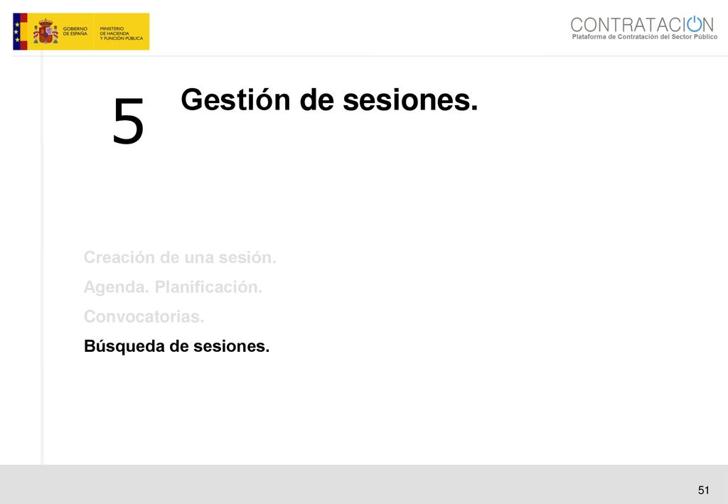 5 Gestión de sesiones. Creación de una sesión. Agenda. Planificación.