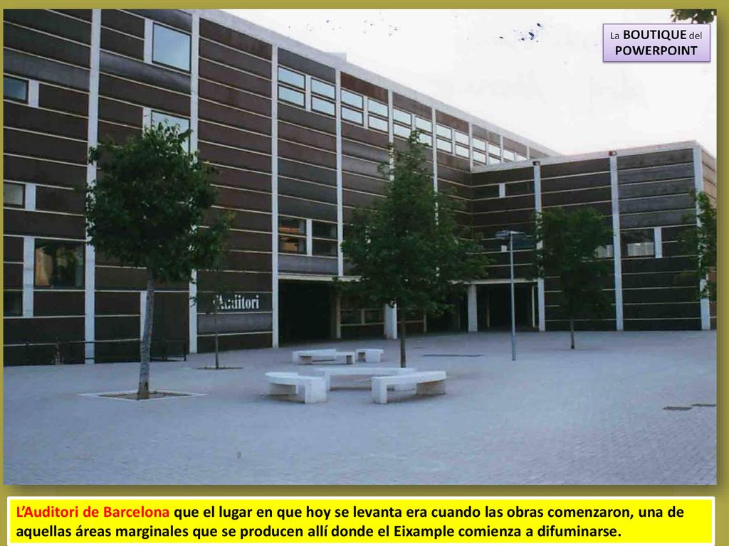 L’Auditori de Barcelona que el lugar en que hoy se levanta era cuando las obras comenzaron, una de aquellas áreas marginales que se producen allí donde el Eixample comienza a difuminarse.