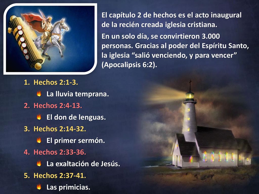 El capítulo 2 de hechos es el acto inaugural de la recién creada iglesia cristiana.