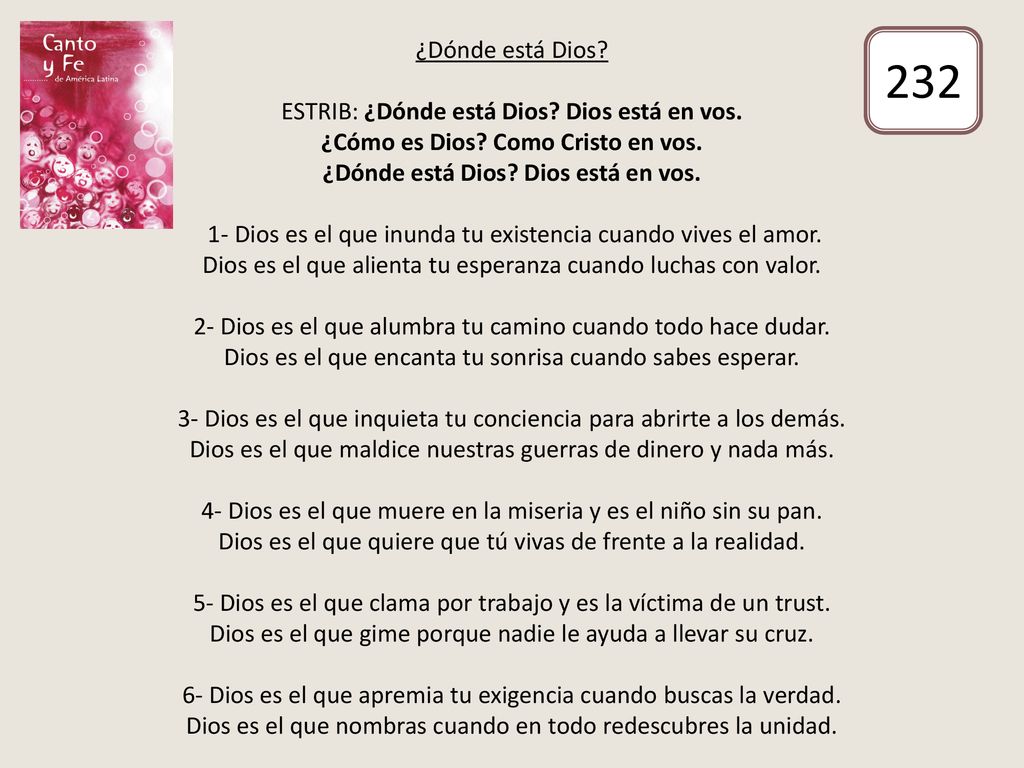 ¿Dónde está Dios. ESTRIB: ¿Dónde está Dios. Dios está en vos