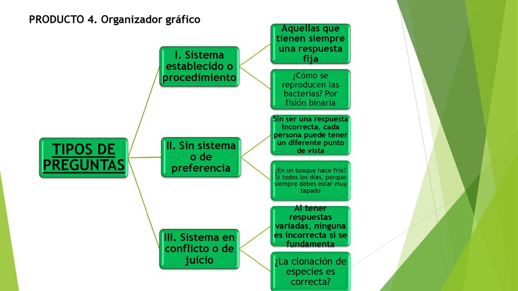 TIPOS DE PREGUNTAS PRODUCTO 4. Organizador gráfico
