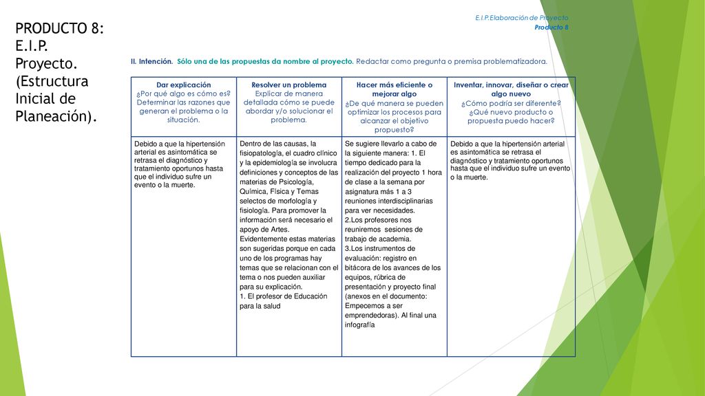 PRODUCTO 8: E.I.P. Proyecto. (Estructura Inicial de Planeación).