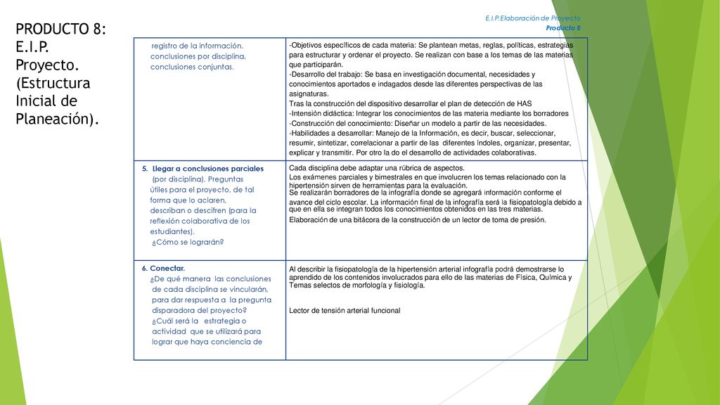 PRODUCTO 8: E.I.P. Proyecto. (Estructura Inicial de Planeación).