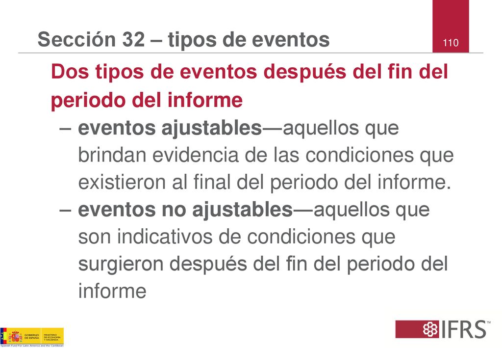 Sección 32 – tipos de eventos