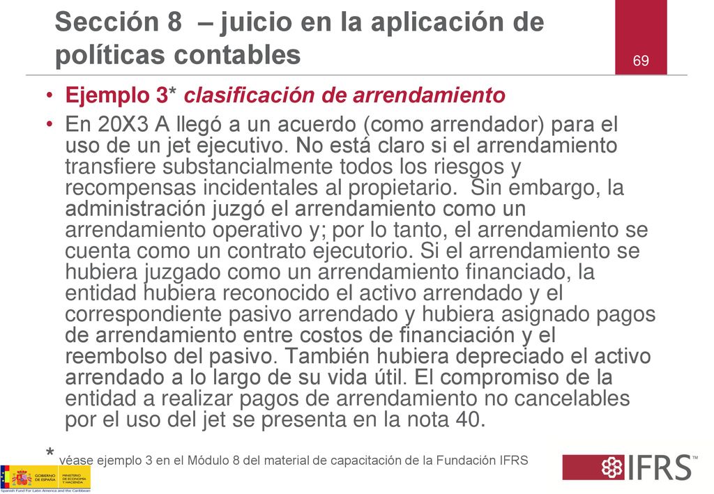 Sección 8 – juicio en la aplicación de políticas contables