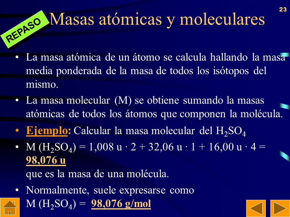 Masas atómicas y moleculares