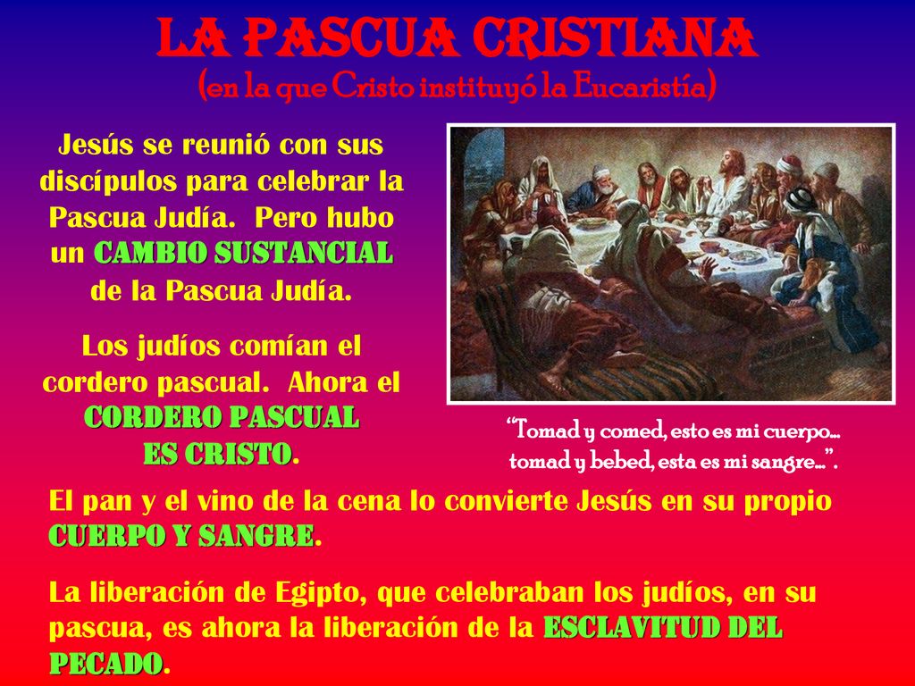 LA PASCUA CRISTIANA (en la que Cristo instituyó la Eucaristía)