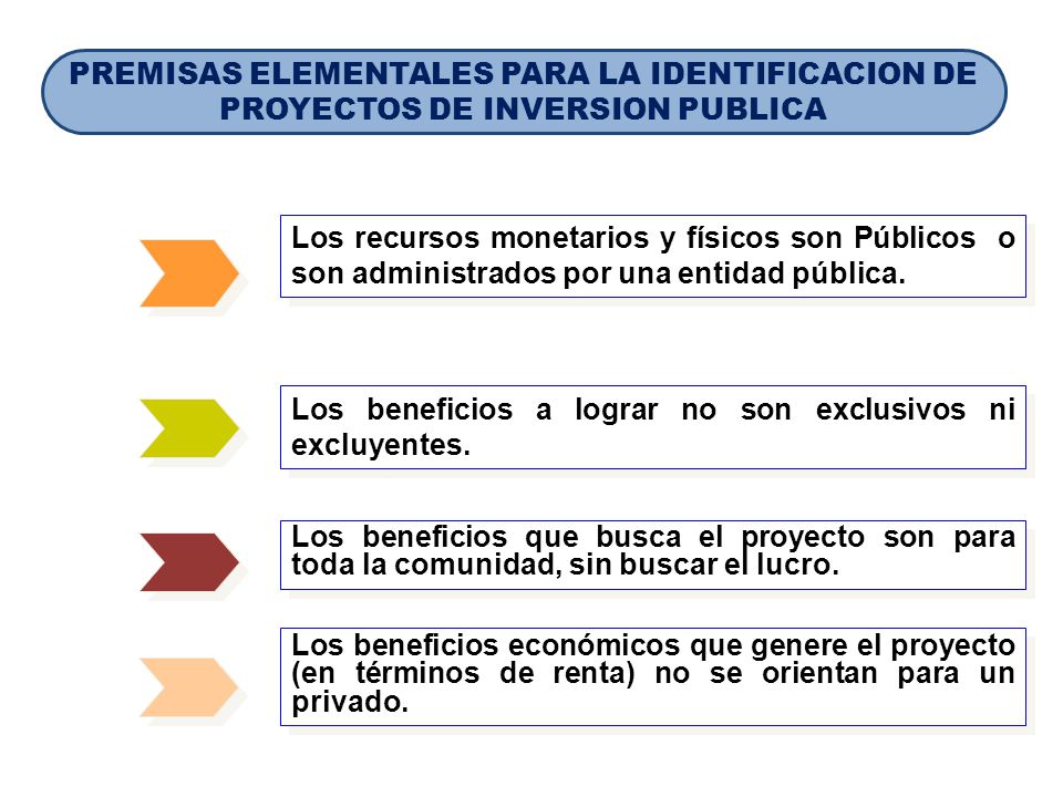 PREMISAS ELEMENTALES PARA LA IDENTIFICACION DE PROYECTOS DE INVERSION PUBLICA