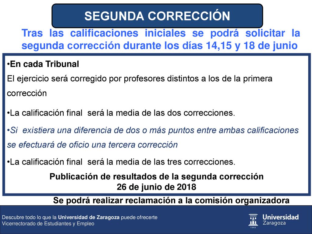 Publicación de resultados de la segunda corrección