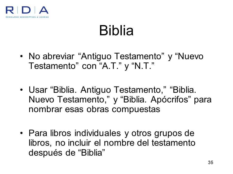 Biblia No abreviar Antiguo Testamento y Nuevo Testamento con A.T. y N.T.