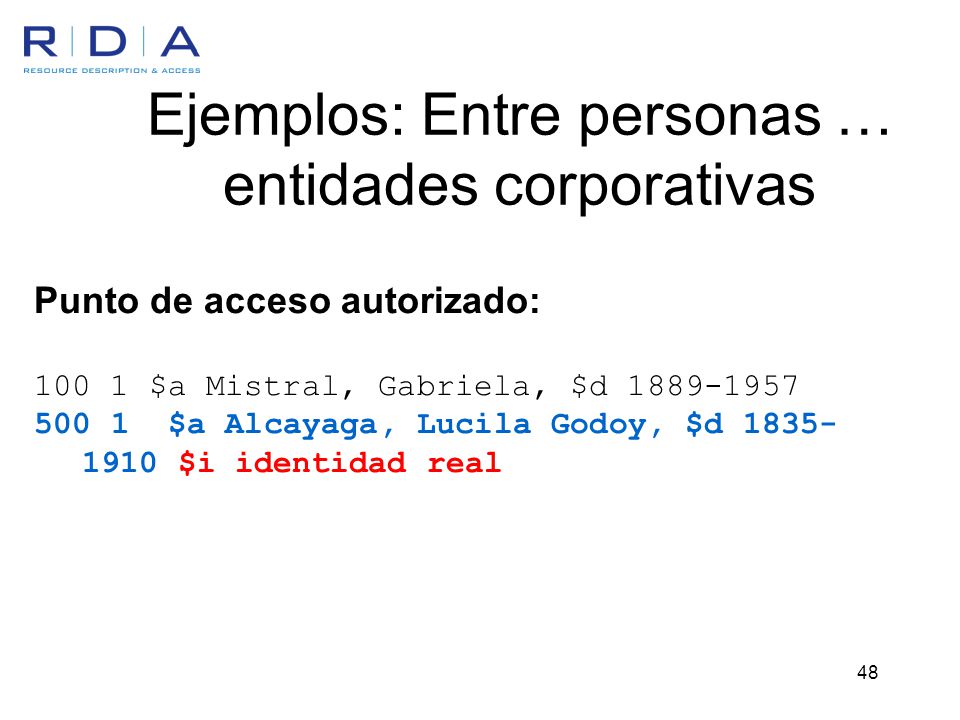 Ejemplos: Entre personas … entidades corporativas