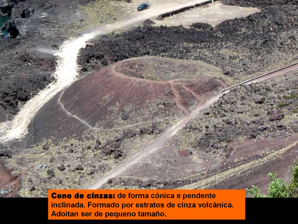Cono de cinzas: de forma cónica e pendente inclinada