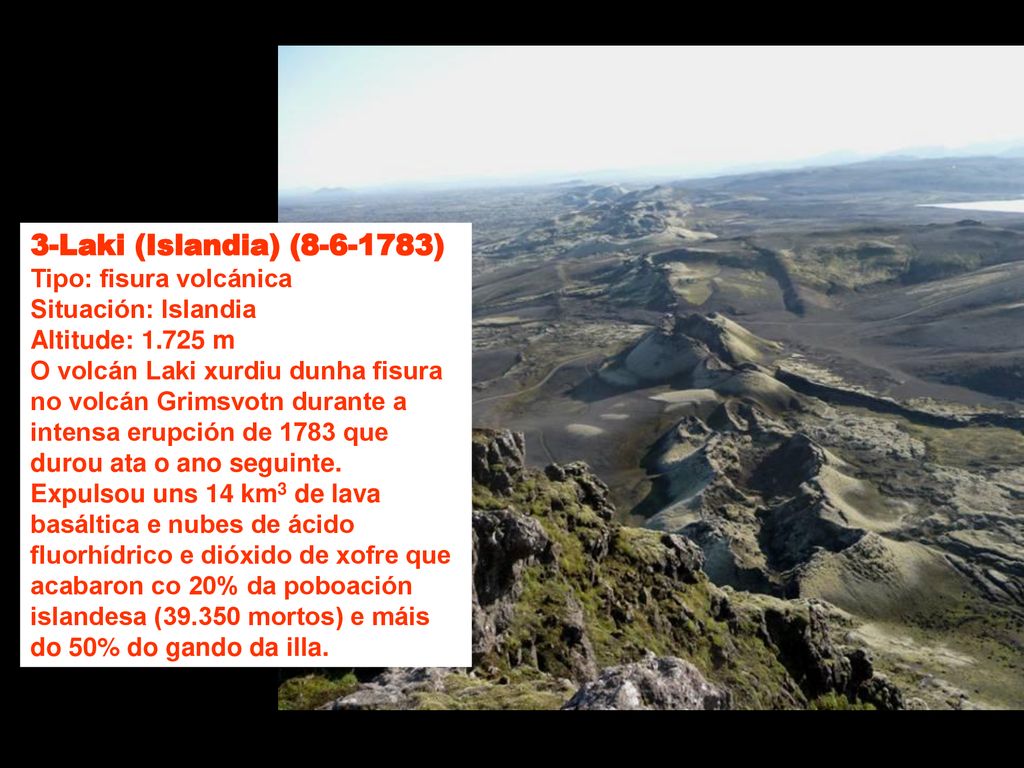 3-Laki (Islandia) ( ) Tipo: fisura volcánica