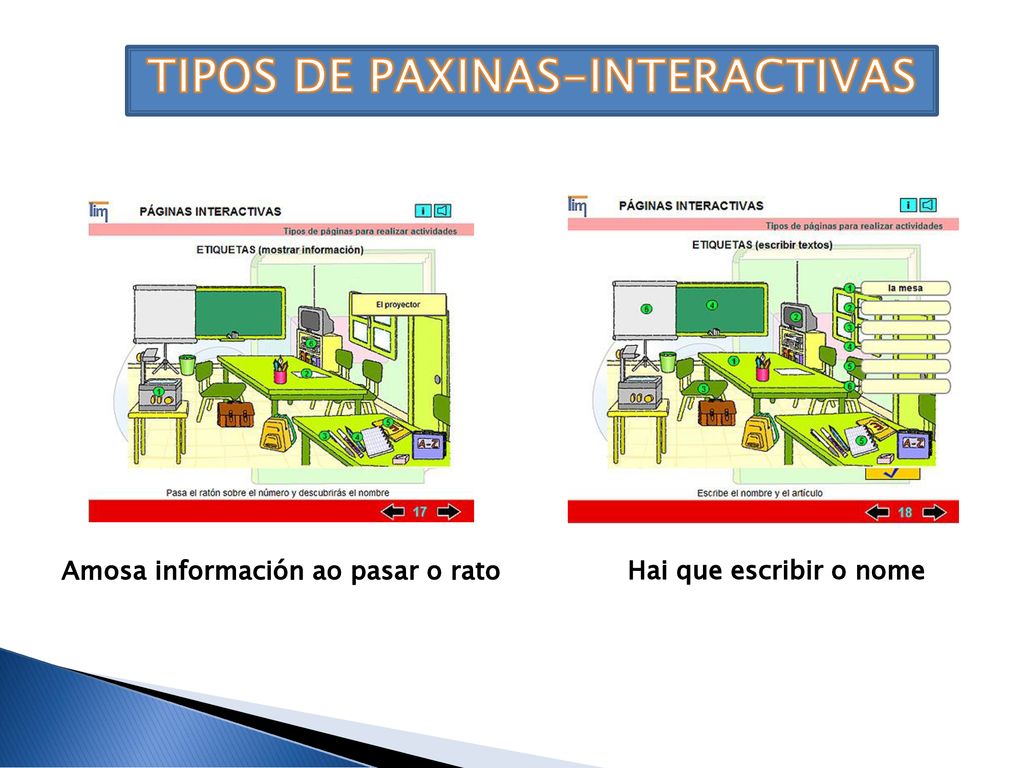 TIPOS DE PAXINAS-INTERACTIVAS Amosa información ao pasar o rato