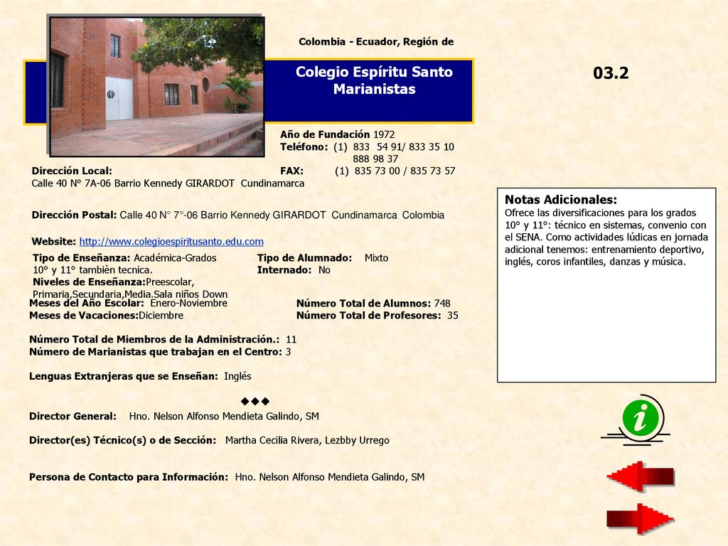 Colombia - Ecuador, Región de Colegio Espíritu Santo Marianistas