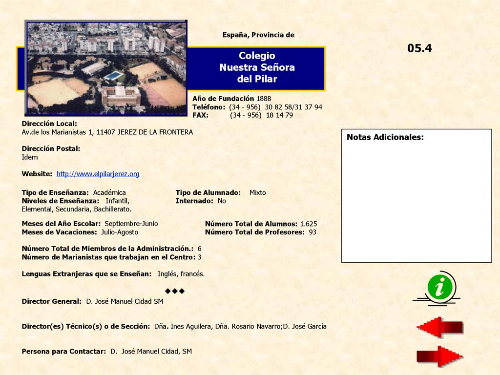 05.4 Colegio Nuestra Señora del Pilar  Notas Adicionales:
