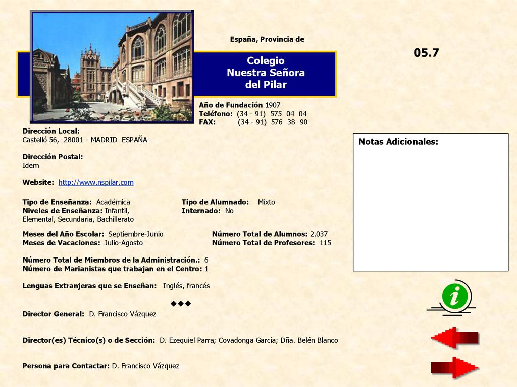 05.7 Colegio Nuestra Señora del Pilar  Notas Adicionales: