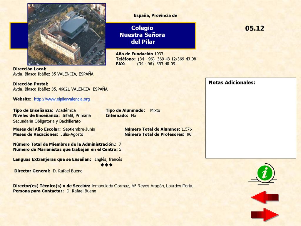 05.12 Colegio Nuestra Señora del Pilar  Notas Adicionales: