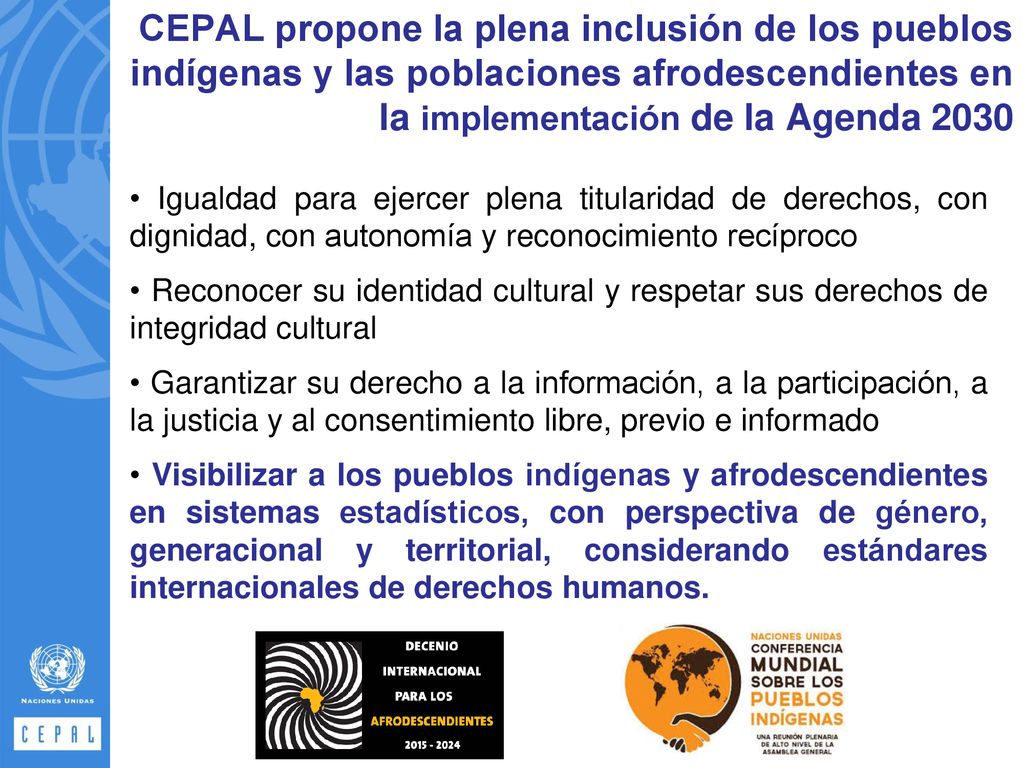 CEPAL propone la plena inclusión de los pueblos indígenas y las poblaciones afrodescendientes en la implementación de la Agenda 2030