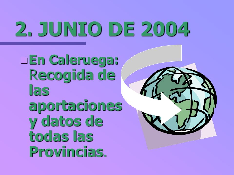 2. JUNIO DE 2004 En Caleruega: Recogida de las aportaciones y datos de todas las Provincias.