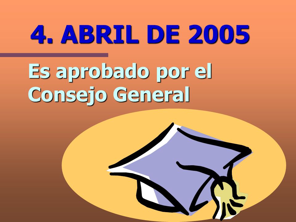 4. ABRIL DE 2005 Es aprobado por el Consejo General