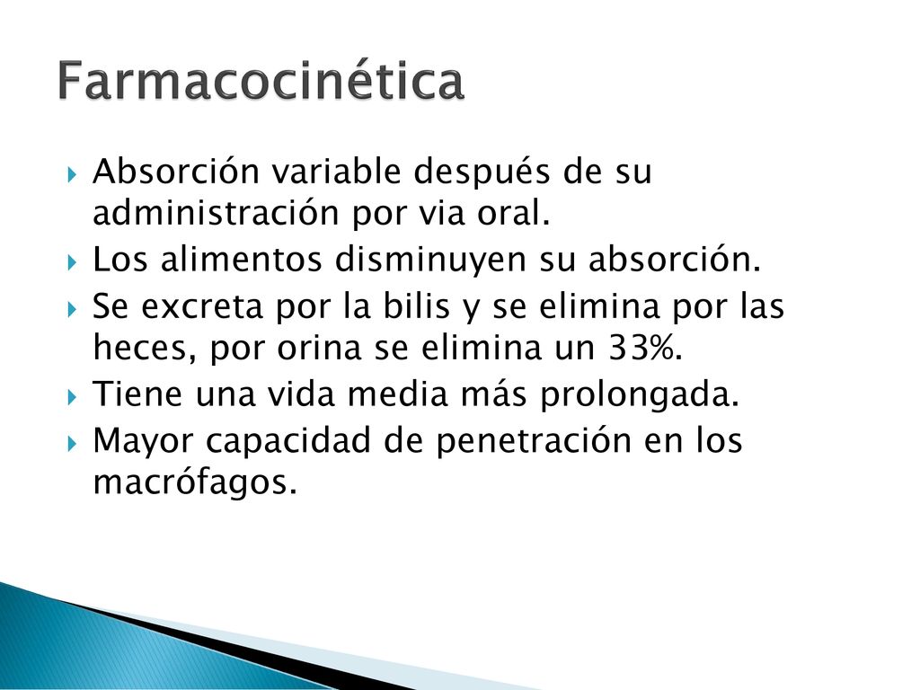 Farmacocinética Absorción variable después de su administración por via oral. Los alimentos disminuyen su absorción.