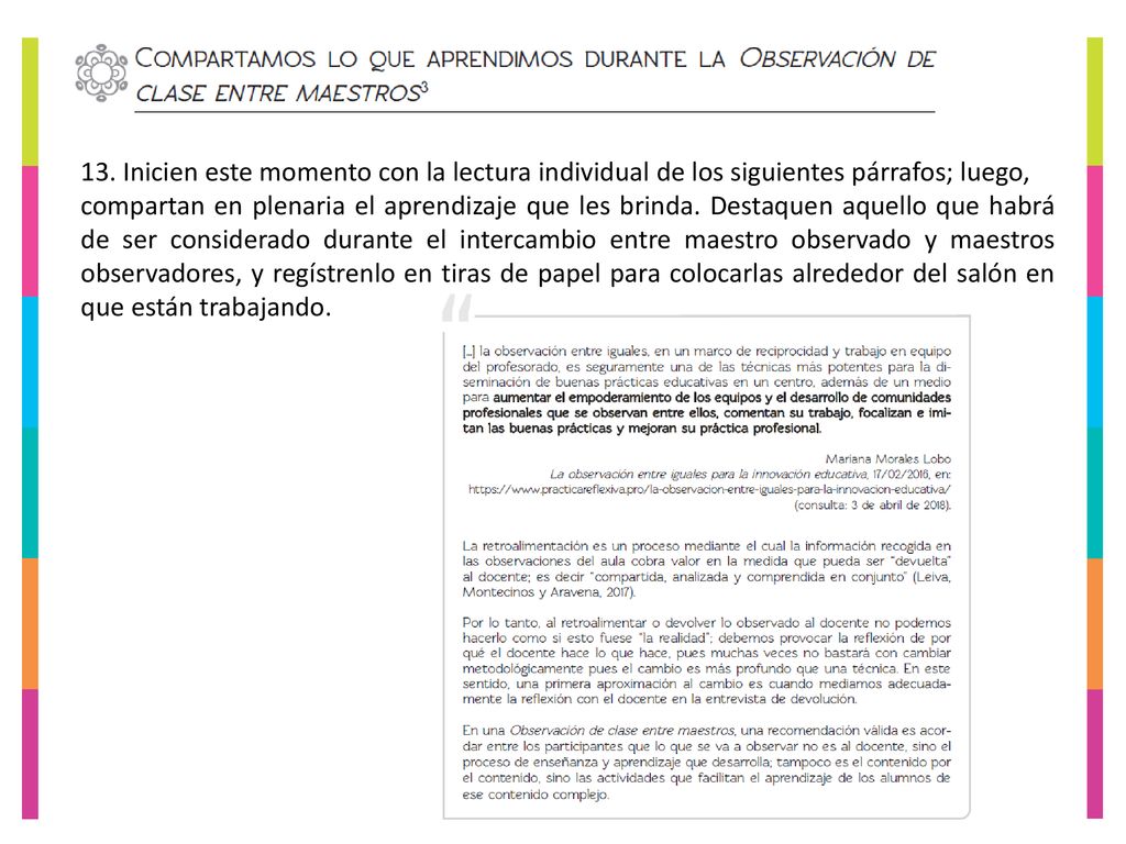 13. Inicien este momento con la lectura individual de los siguientes párrafos; luego,