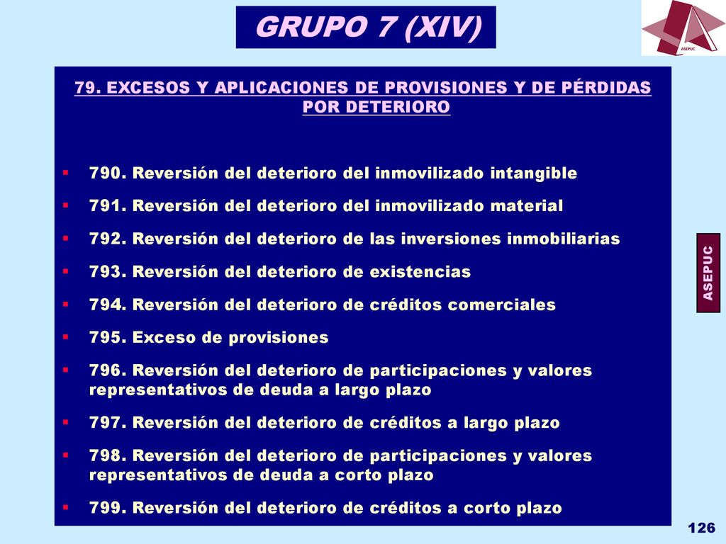 79. EXCESOS Y APLICACIONES DE PROVISIONES Y DE PÉRDIDAS POR DETERIORO