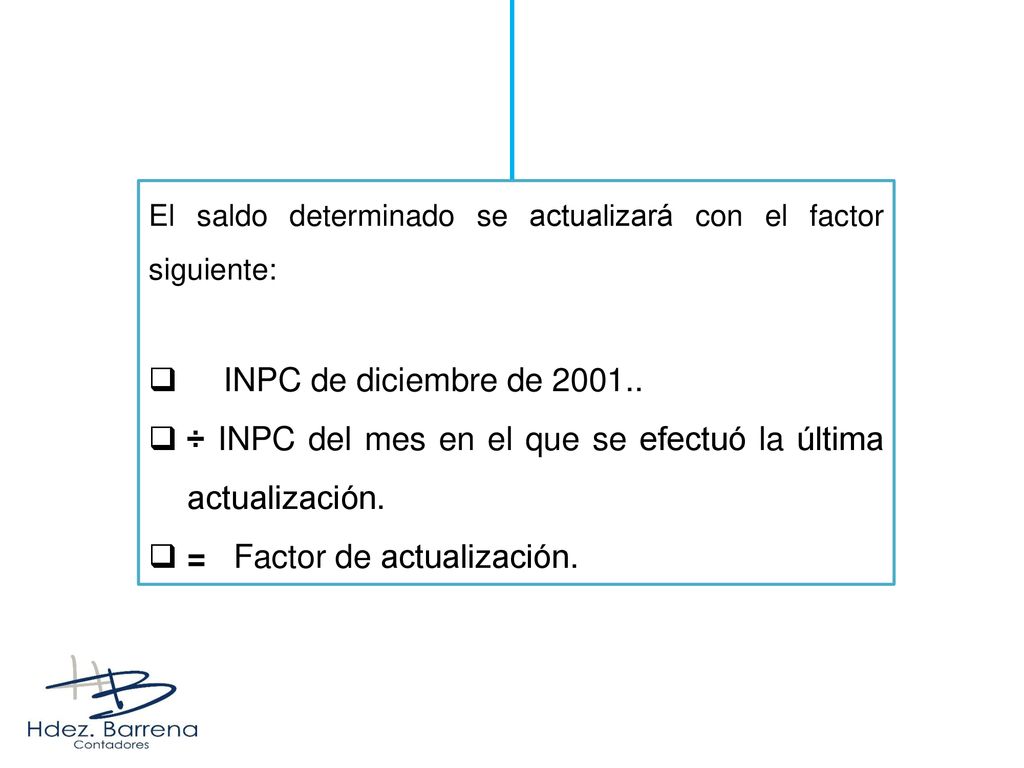 ÷ INPC del mes en el que se efectuó la última actualización.
