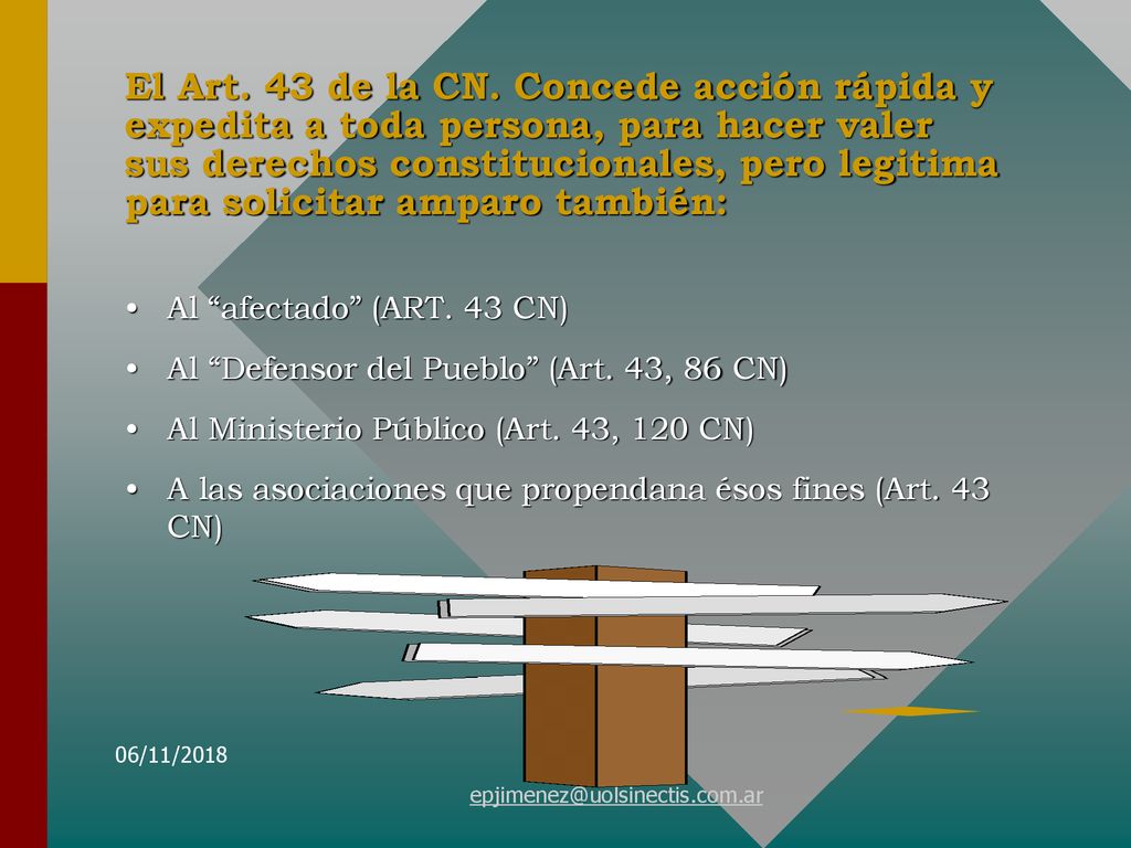 El Art. 43 de la CN. Concede acción rápida y expedita a toda persona, para hacer valer sus derechos constitucionales, pero legitima para solicitar amparo también:
