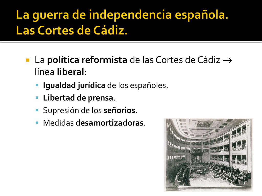La guerra de independencia española. Las Cortes de Cádiz.