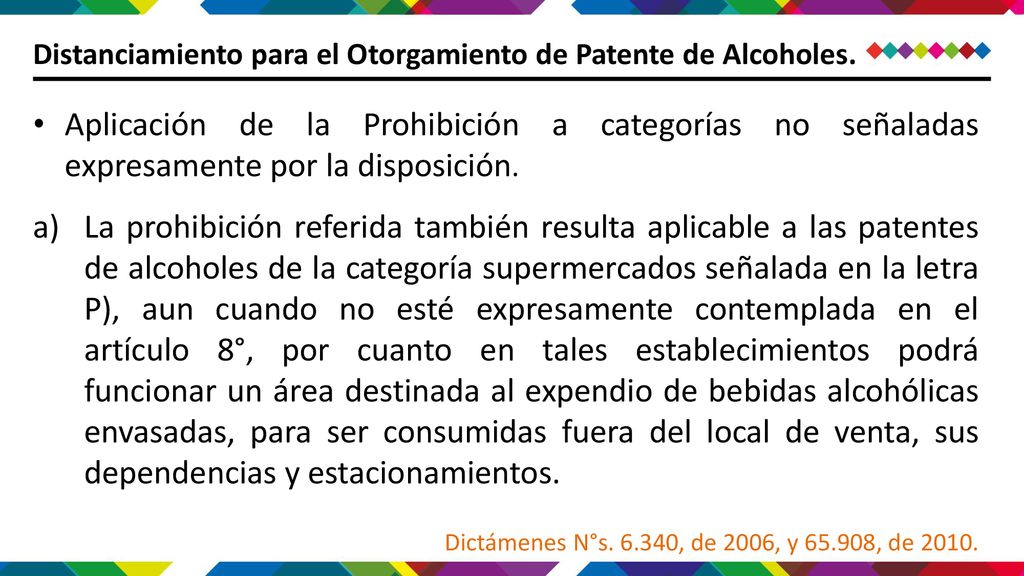 Distanciamiento para el Otorgamiento de Patente de Alcoholes.